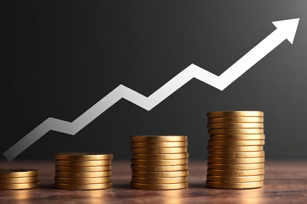 stacked coins rising stacked coins rising